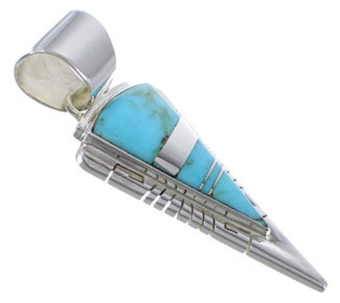 Sterling Silver Southwestern Turquoise Inlay Pendant EX28876